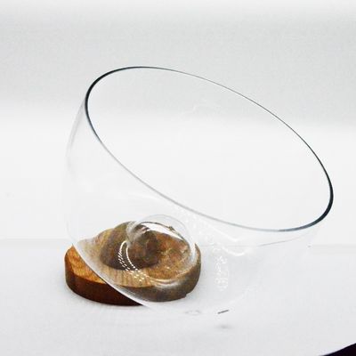 kualitas 9" crystal salad bowl with solid wood stand peak bottom pabrik